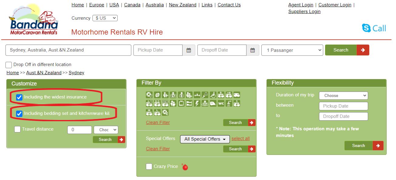 Motorhome rental in Australia - Personal customization