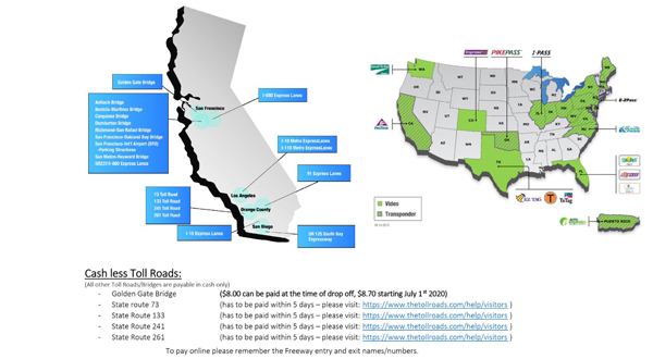 Motorhome rentals USA toll road